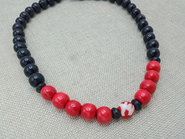 Men Necklaces Red Black Beaded Jewelry Handmade Gift for Him Statement