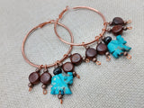 Turquoise Elephant Earrings Beaded Copper Jewelry Women