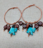 Turquoise Elephant Earrings Beaded Copper Jewelry Women