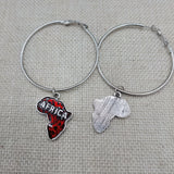 Africa Jewelry Set Red Silver Necklace Earrings Hoop Dangle Black Cord Women Gift