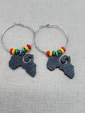Africa Earrings Silver Hoop Jewelry Rasta Beaded Black