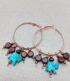 Turquoise Elephant Earrings Beaded Copper Jewelry Women