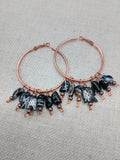 Women's Copper Earrings Dangle Beaded Elephant Hoop Jewelry Ethnic