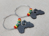 Africa Earrings Silver Hoop Jewelry Rasta Beaded Black