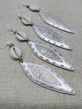 Tribal Earrings Women Silver Cowrie Jewelry Handmade Statement Long