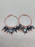 Women's Copper Earrings Dangle Beaded Elephant Hoop Jewelry Ethnic