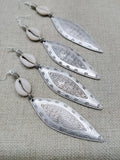 Tribal Earrings Women Silver Cowrie Jewelry Handmade Statement Long