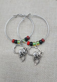 Silver Africa Hoop Earrings Elephant Jewelry Dangle Pan African Beaded
