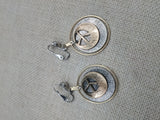 Peace Earrings Women Silver Gold Round Dangle Clip On Non Pierced Jewelry