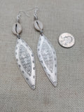 Tribal Earrings Women Silver Cowrie Jewelry Handmade Statement Long