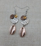 Cowrie Earrings Metal Copper Silver Gold Dangle Women Jewelry Fashion