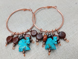 Turquoise Elephant Earrings Beaded Copper Jewelry Women