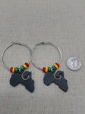 Africa Earrings Silver Hoop Jewelry Rasta Beaded Black