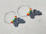 Africa Earrings Silver Hoop Jewelry Rasta Beaded Black