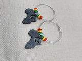 Africa Earrings Silver Hoop Jewelry Rasta Beaded Black