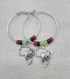 Silver Africa Hoop Earrings Elephant Jewelry Dangle Pan African Beaded
