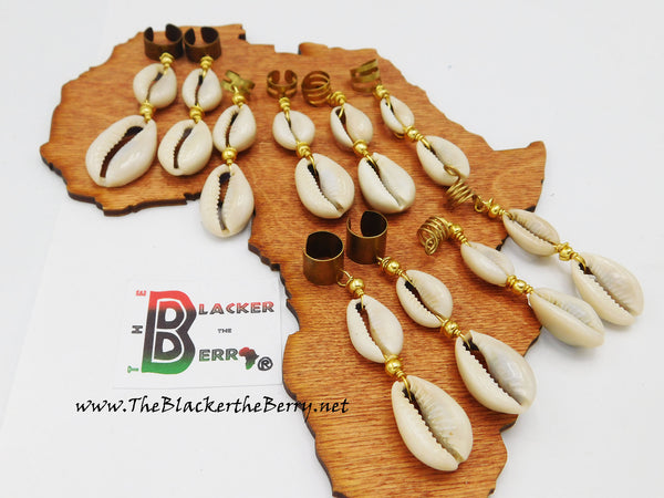 African Loc Jewelry Hair Accessories Cowrie Shells 10 Piece Set