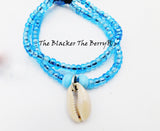 Blue Anklet Women Beaded Jewelry Summer Handmade Cowrie Shell