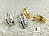 Gold Cowrie Post Earrings Stainless Steel Jewelry Black Owned
