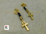 Ankh Earrings Gold Tone Small Clip On Earrings Non Pierced