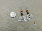 Women Cowrie Earrings Silver Red Beaded Jewelry Black Owned