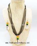 Ethnic Jewelry Beaded Necklaces Green Orange Black Yellow