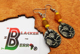 Yellow Flower Earrings Pewter Jewelry Dangle Women Gift Ideas Christmas