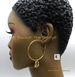 Hoop Earrings Ethnic Stainless Steel Gold Tone Jewelry Cowrie Women Dangle