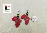 Africa Clip On Earrings Red Beaded Non Pierced Wooden Jewelry
