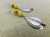 Women Silver Spear Earrings Yellow Ethnic Handmade Jewelry Black Owned