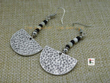 Antique Silver Earrings Beaded White Black Jewelry Dangle Handmade Women