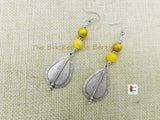 Women Silver Spear Earrings Yellow Ethnic Handmade Jewelry Black Owned