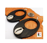 Wooden Earrings Oval Cowrie Jewelry Black The Blacker The Berry