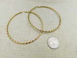 Gold Tone Hoop Earrings Stainless Steel Round Large 3.25 Women Fashion Jewelry