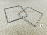 Silver Square Hoop Earrings Women Jewelry Stainless Steel Black Owned Business