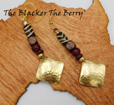 Ethnic Earrings Hammered Jewelry Beaded Red Gold Women