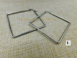 Silver Square Hoop Earrings Women Jewelry Stainless Steel Black Owned Business