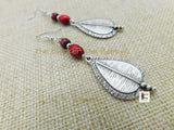 Ethnic Women Silver Spear Earrings Red Handmade Jewelry Black Owned
