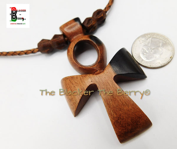 Ankh Necklace Egyptian Jewelry Life Ebony Wooden Black Owned The