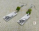 Women Earrings Silver Bird Green Jewelry Nature