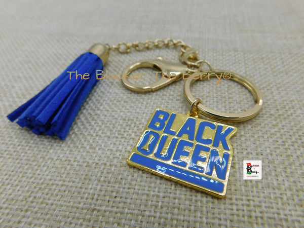 Black Queen Keychain Blue Gold Gift Ideas Black Owned