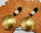 Hammered Earrings Beaded White Black Women Jewelry SALE