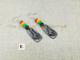 Giraffe Earrings African Jewelry Beaded Pewter Handmade Rasta Women