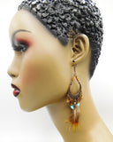 Antique Copper Earrings Fringe Turquoise Women Jewelry Cute