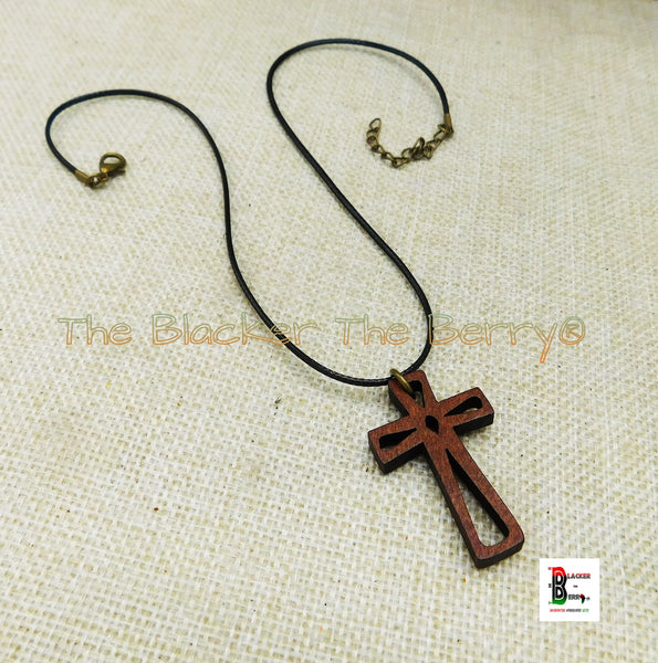 Wooden Cross Pendant Necklace Christian Jewelry Unisex Black Owned – The  Blacker The Berry