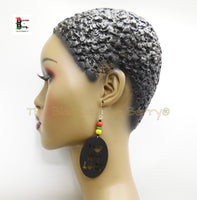 Love My Locs Earrings, Rasta. Wooden Dreadlock earrings, Wood dread loc hair earrings, Dangle African Ethnic
