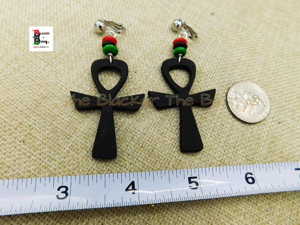Wooden shop ankh earrings