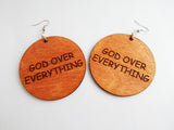 God Over Everything Earrings Wooden Christian Women