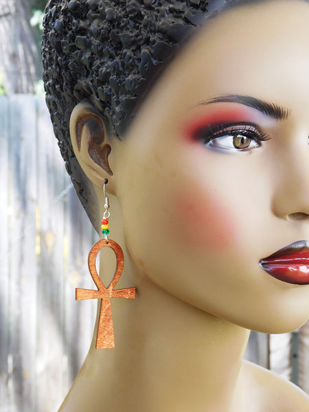 Wooden ankh hotsell earrings
