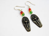 Ankh Earrings Beaded Pewter Sterling Silver